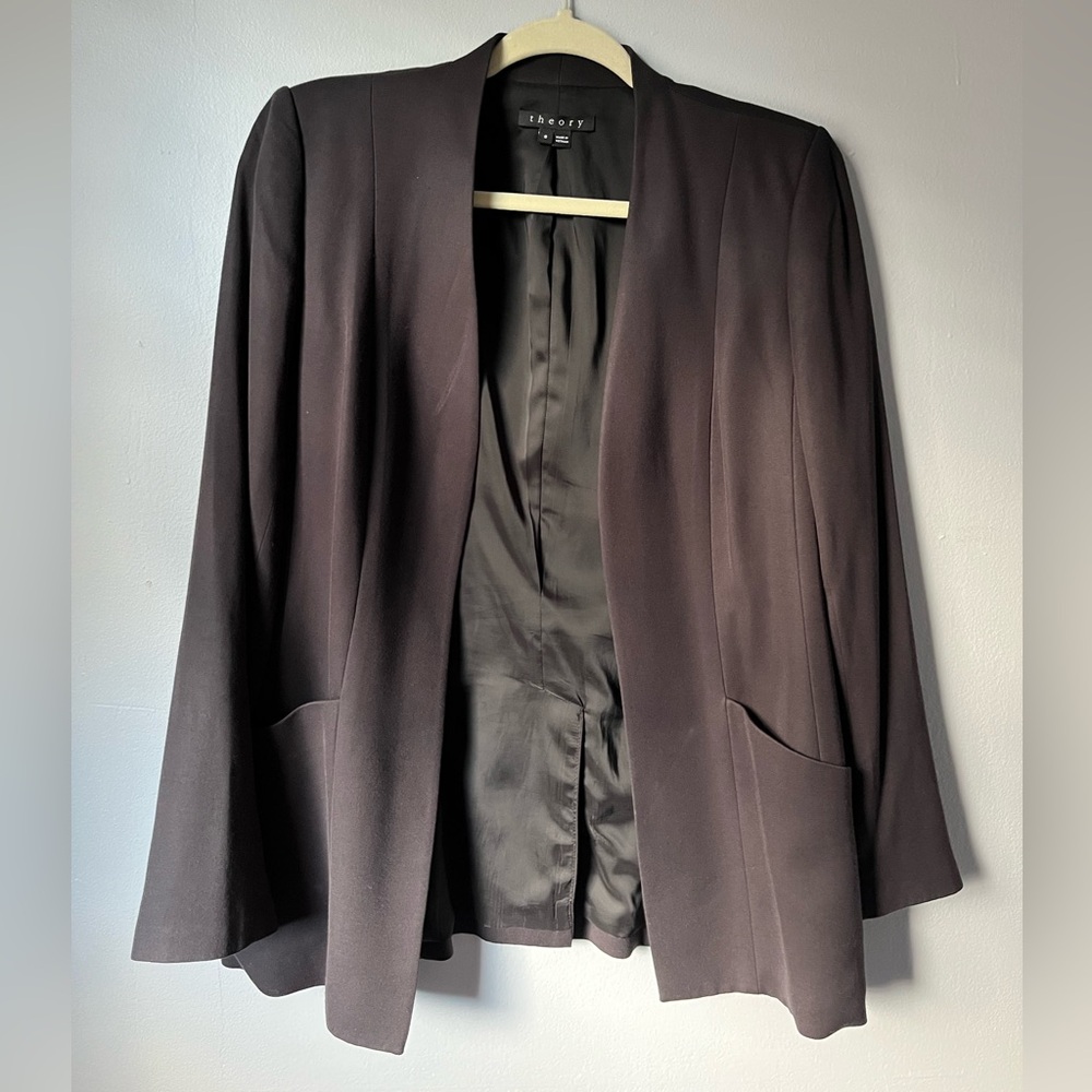 Theory Off-black Women's Collarless Blazer